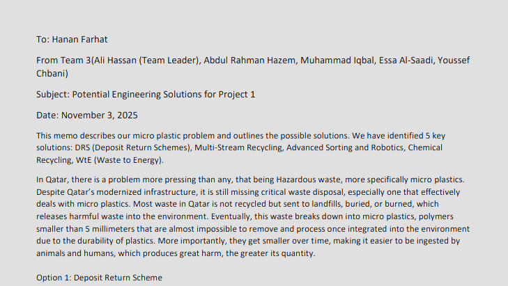 Memo 3: Potential Engineering Solutions